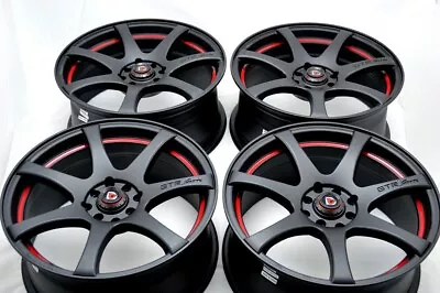 4 New DDR ZK15 17x7.5 4x100/114.3 35mm Matt Black/Red Undercut 17  Wheels Rims • $659