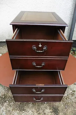 Antique Georgian Style Mahogany Leather Top 2 Drawer Filing Cabinet Plus Key. • £175