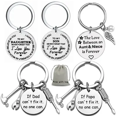 Personalised Keyring Engraved Family Keychain For Father Papa Son Grandson Gift • £1.59