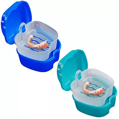 KISEER 2 Pack Colors Denture Bath Case Cup Box Holder Storage Soak Container For • $11.83