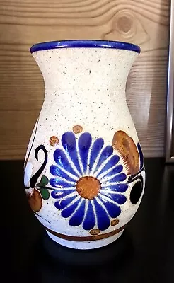 Tonala Vase Vintage Mexican Art Pottery Vase Mexico Floral Hand Painted Folk Art • $9.99