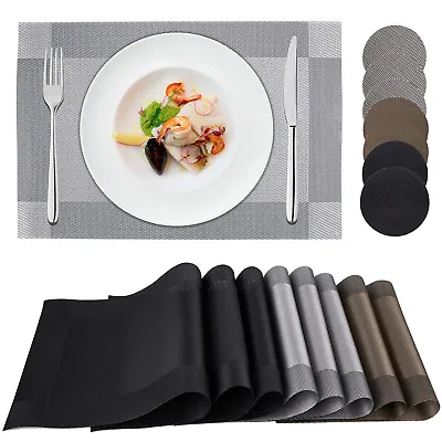 $23.99 • Buy Set Of 8 PVC Woven Placemat Dining Kitchen Table Place Mats Non Slip Washable
