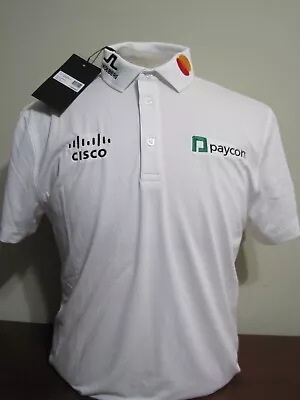 J. Lindeberg Bridge Mens White Medium Tour Issue Hovland Golf Polo Shirt NEW NWT • $99.99