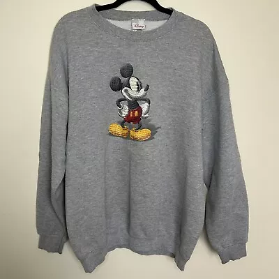 Mens Mickey Mouse Disney Store Size XL Gray Sweatshirt Crewneck FREE SHIPPING • $25