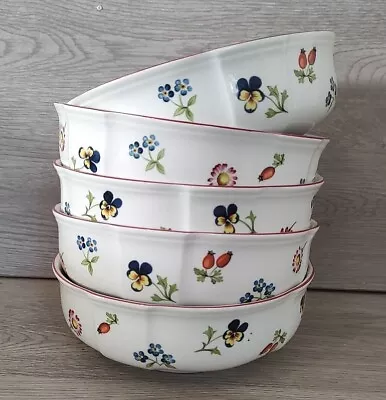(5) Villeroy & Boch Petite Fleur 5 3/4  Soup Cereal Bowls Porcelain France • $55