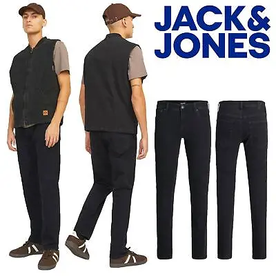 Jack & Jones Black Jeans Comfort Fit Denim Pants For Men Size - 30 To 38 Waist • £24.99