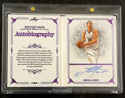 🏆3xmvp Nikola Jokic 2023 Leaf History Book Autobiography Purple Foil Auto #/10! • $73