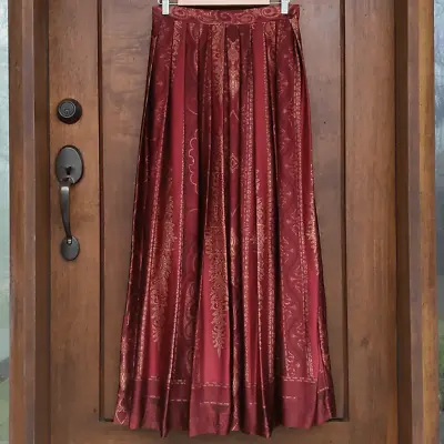 Vintage J. Peterman Company Pleated Maxi Skirt 100% Silk Size 10 • $65