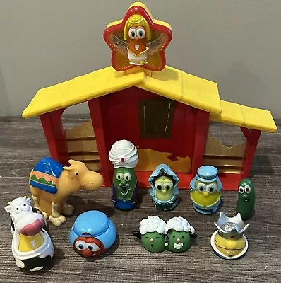 Veggie Tales Nativity Scene Lights & Musical Manger Toy Set Figures Not Complete • $34.99