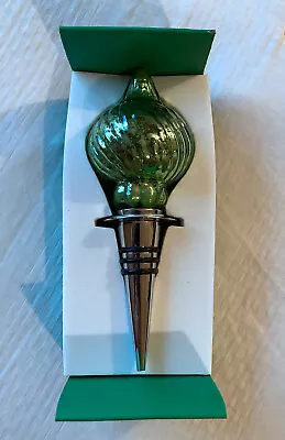 Green Flecked Glass Ornament Wine Bottle Stopper – 6  Tall – Made In India • $12.95