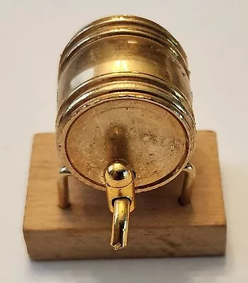 BRASS BEER BARREL WITH STAND -- DOLLHOUSE MINIATURE -- 1-1/4  X 3/4  • $9.72