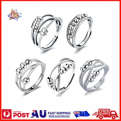 $9.62 • Buy Womens Anxiety Rings 925 Sterling Silver Fidget Ring Spinner Stress Relief Band