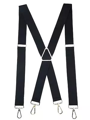 JIERKU Romanlin Suspenders For Men Elastic X Back 4 Metal Swivel Hook Clip End A • $18.22