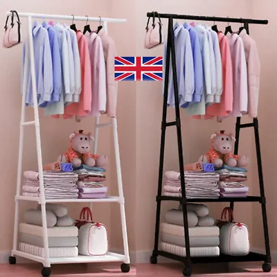 £12.99 • Buy Metal Clothes Rail Rolling Garment Shelf Heavy Duty Hanging Rack Display Stand