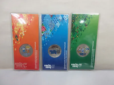 3 Russia 25 Ruble Coins Commemorative Sochi Olympics Colorized 2011 2012 2013 • $43.95