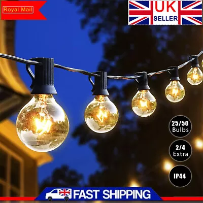 25/50FT Outdoor Festoon Globe String Fairy Lights G40 Bulbs Garden Wedding Home • £27.99