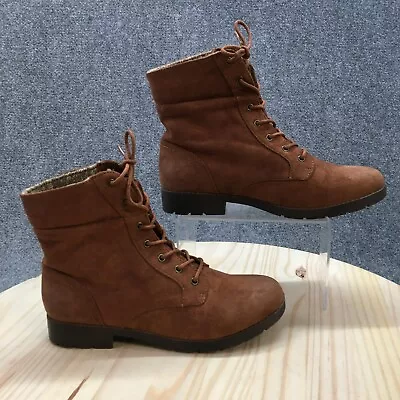 Arizona Boots Womens 9.5 Ankle Booties Brown Round Toe Lace Up Block Heels • $73.49