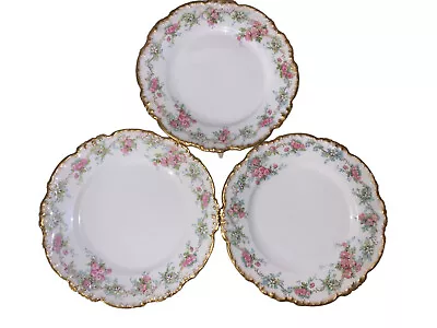 Vintage J Pouyat Limoges JPL France Set Of 3 Plates Approx 7 1/2 Inches Floral • $49.99