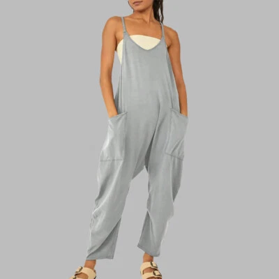 £10.29 • Buy Womens Loose Overalls Dungarees Long Pants Ladies Boho Baggy Jumpsuit Playsuit