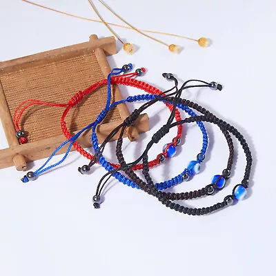 Handmade Lucky Braided Rope Evil Eye Beads Bracelet Couples Women Men Adjustable • $1.78