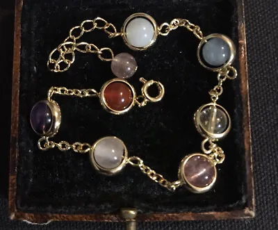 £9.99 • Buy Vintage Style Natural Multicolored Crystal Stones  Bracelet 14K Gold Plated