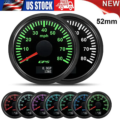 52mm GPS Speedometer Odometer Gauge 80MPH 7Colors LED For Car Boat Motorcycle US • $48.39