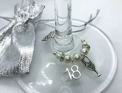 18th/21st/30th/40th/50th/60th/70th/80 Birthday Gift Wine Glass Charms Table Dec • £3.75