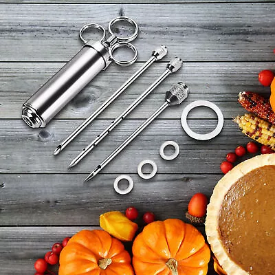 304 Stainless Steel Meat Turkey Injector 3Needle Seasoning Marinade Injector  • $22.44