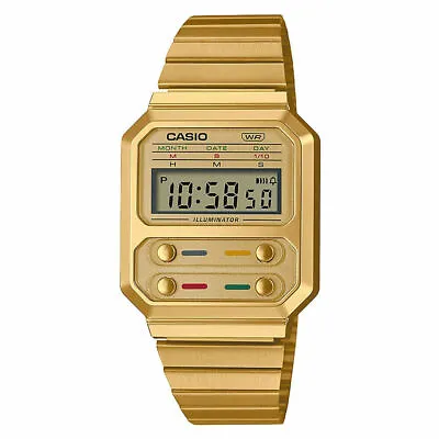 Casio Vintage A100 Series Gold Retro Style Digital Classic Watch A100WEG-9A • $59.50