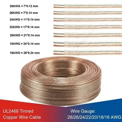 2pin Electrical Wire Speaker Wire Tinned Copper Insulated Transparent PVC Home • $245.24