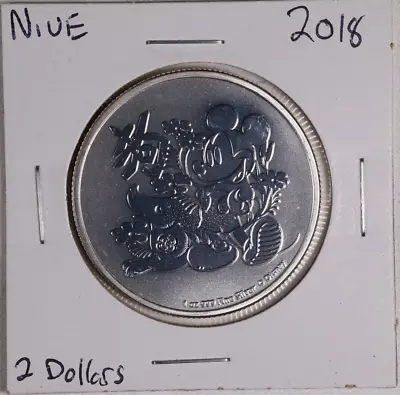 2018 Niue Silver 1oz Coin Mickey Mouse Lunar Year Of Dog Disney $2 • $49.95