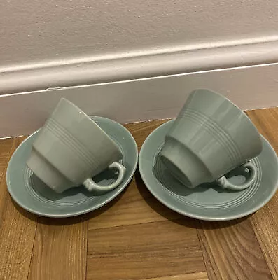 £8.99 • Buy Vintage Woods Ware “Beryl” Green Pair Of Cups & Saucers
