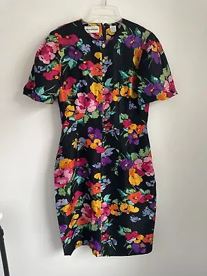 Nipon Boutique Vintage Floral Silk Dress Womens 8 • $50