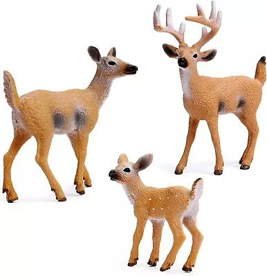 Deer Figurines Cake Toppers Deer Toys Figure Small Woodland Animals Set Of 3 • $29.99