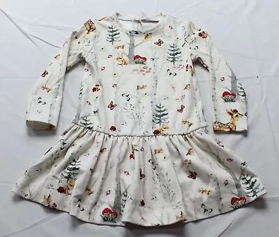 Monnalisa Baby Girl's Low-Waisted Forest Jersey Dress LV5 Beige + Red Size 24M • $46.74