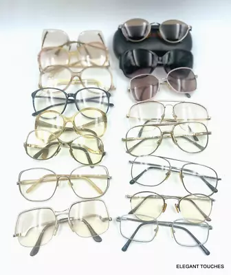 Vgt Eyeglass Frames LOT Of 17 Sunglass And Cases 80s 90s Oversized Retro Costume • $46.88