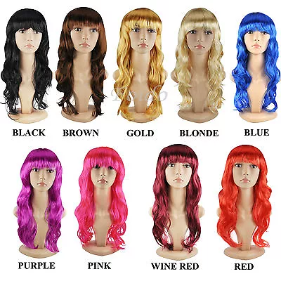 Women’s Sexy Long Curly Fancy Dress Wigs Cosplay Costume Ladies Full Wig Party • £6.95