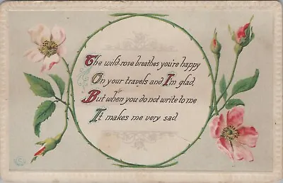 Wild-Rose Breathes You're Happy On Travels Posted Divided Back Vintage Post Card • $6.37