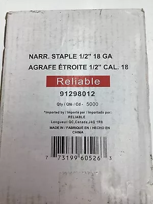 NEW Pack Of 5000 Reliable 91298012 Gold 1/2  18 GA Narrow Crown Staples 18 Gauge • $16.59