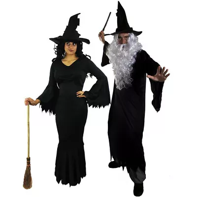 Couples Witch Wizard Halloween Fancy Dress Costumes His And Hers Ladies Mens  • £34.99