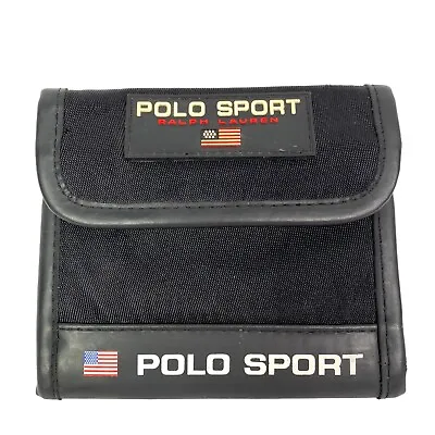 Polo Sport Ralph Lauren Spellout Nylon Wallet Trifold VTG 90s Rare Black • $39.95