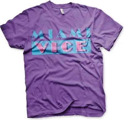 Miami Vice Distressed Logo T-Shirt Purple • £25.70