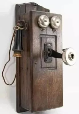 Antique Telephone Oak Wall 20th C. Back To The Good Old Days!! • $675