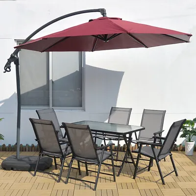Garden Furniture Bistro Sets Glass Dining Table & Stacking Chairs Outdoor Patio • £289.95