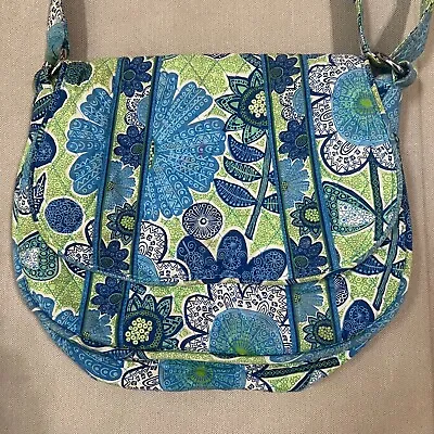 Vera Bradley DOODLE DAISY Blue Green Floral Crossbody Shoulder Bag & Wallet • $25