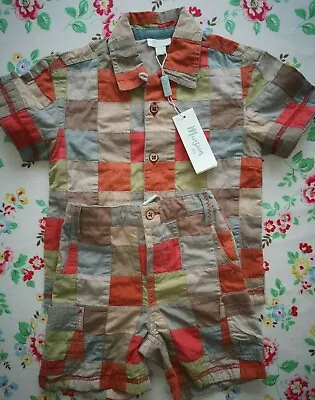 £10.95 • Buy Monsoon Baby Boys Green/Orange Patchwork Shorts & Shirt Set 3-6 Months BNWT