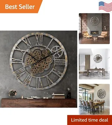 Large Steampunk Bronze Wall Clock - Moving Gears - Farmhouse Rustic Vintage • $143.99