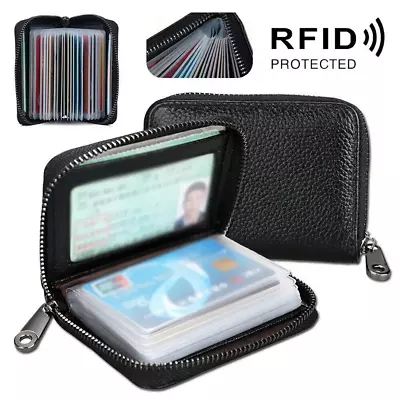 Multi Card Slot Credit Card Holder Leather Wallets Women Men Coin Purse • £4.99