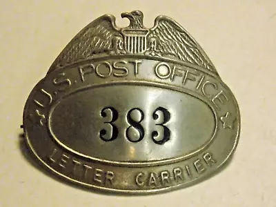 Vintage US Mail Post Office Letter Carrier Mailman Hat Cap Badge #383 • $32