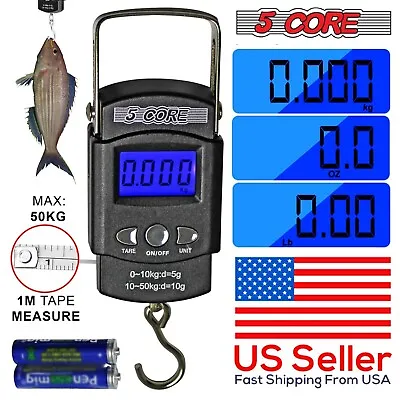5 Core Portable Fish Scale Handheld Electronic Digital Hanging Weight 110lb/50kg • $5.95